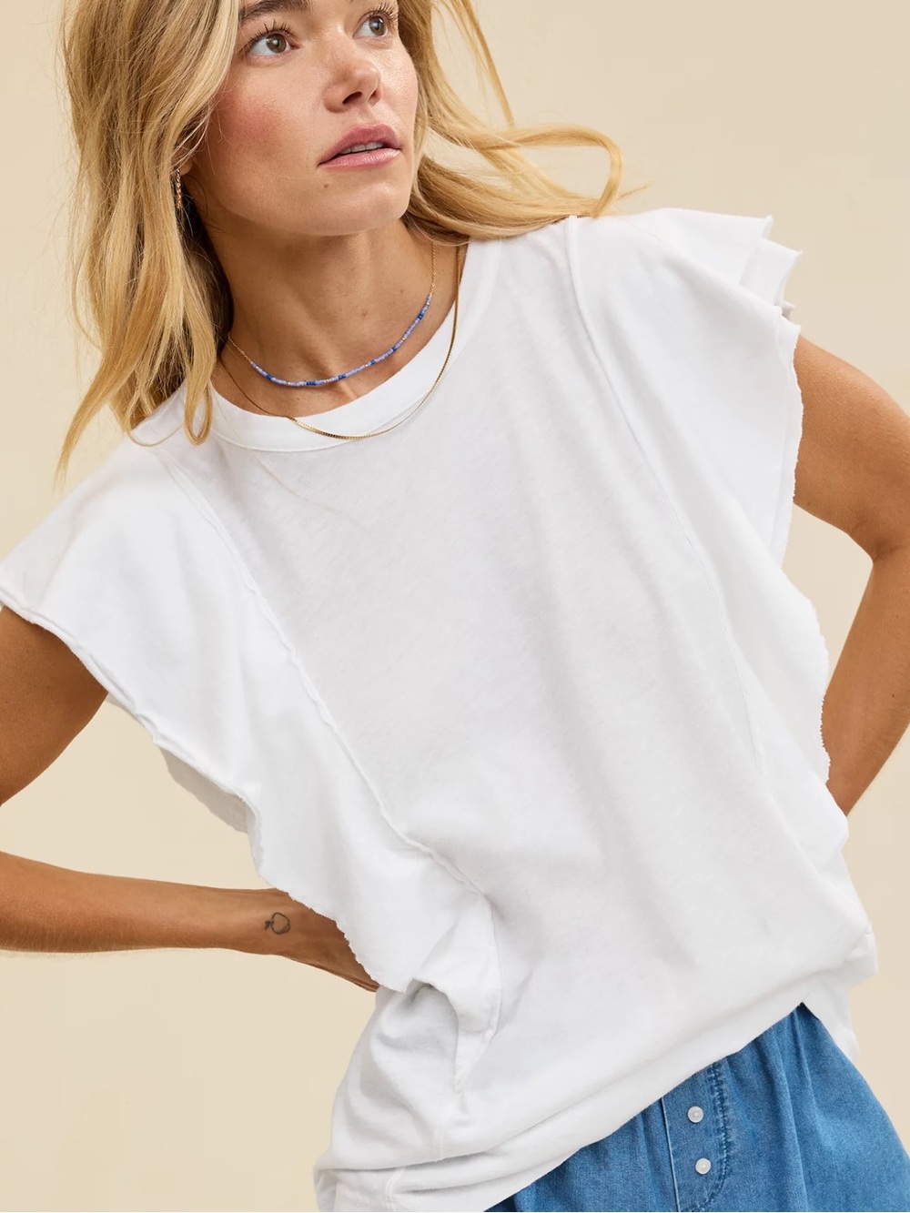 AERIE | BNWT Boxy Flutter Sleeve White Tee Size XS